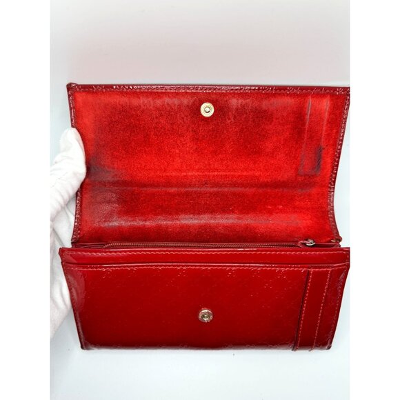 Gucci Red Patent Leather GG Nice Monogram Wallet with  COA - Picture 4 of 16